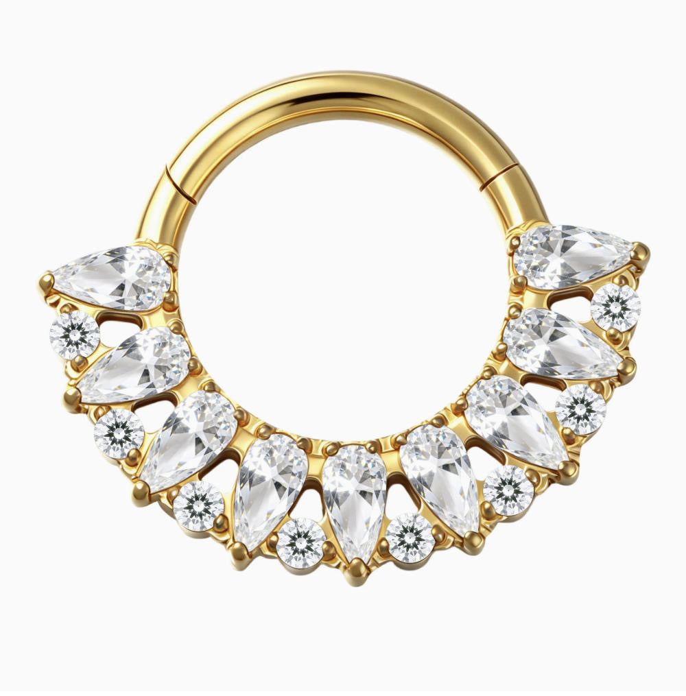 ASTM F136 Titanium Hinged Segment Clicker + Crystal CZ Daith & Septum – 1,2mm 8mm & 10mm