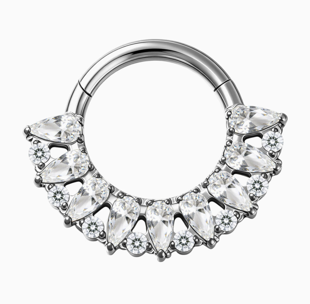 ASTM F136 Titanium Hinged Segment Clicker + Crystal CZ Daith & Septum – 1,2mm 8mm & 10mm