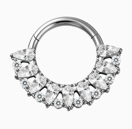 ASTM F136 Titanium Hinged Segment Clicker + Crystal CZ Daith & Septum – 1,2mm 8mm & 10mm