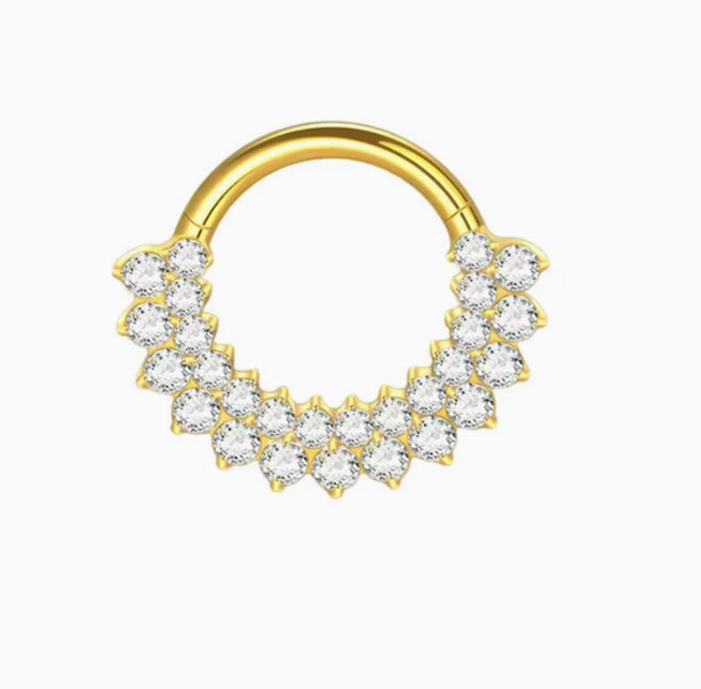 ASTM F136 Titanium Hinged Segment Clicker + Crystal CZ Daith & Septum – 1,2mm 8mm & 10mm
