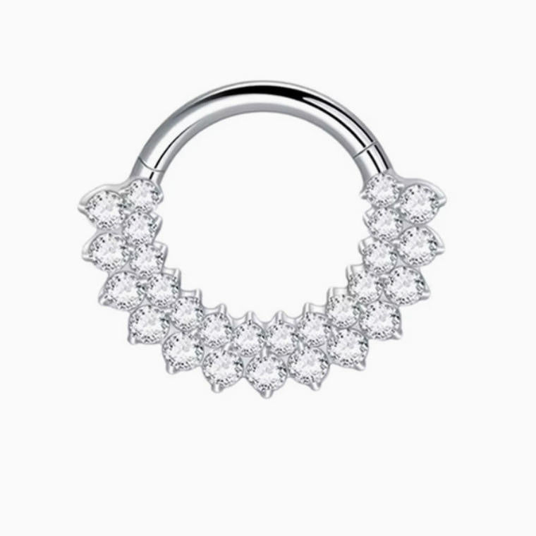 ASTM F136 Titanium Hinged Segment Clicker + Crystal CZ Daith & Septum – 1,2mm 8mm & 10mm