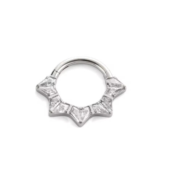 ASTM F136 Titanium Hinged Segment Clicker + Crystal CZ Daith & Septum – 1,2mm 8mm