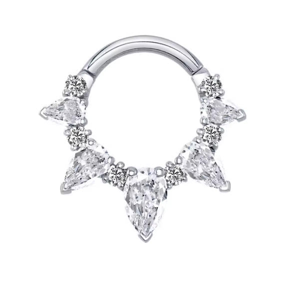 ASTM F136 Titanium Hinged Segment Clicker + Crystal CZ Daith & Septum – 1,2mm 8mm