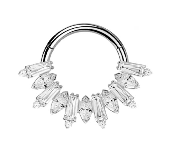 ASTM F136 Titanium Hinged Segment Clicker + Crystal CZ Daith & Septum – 1,2mm 8mm