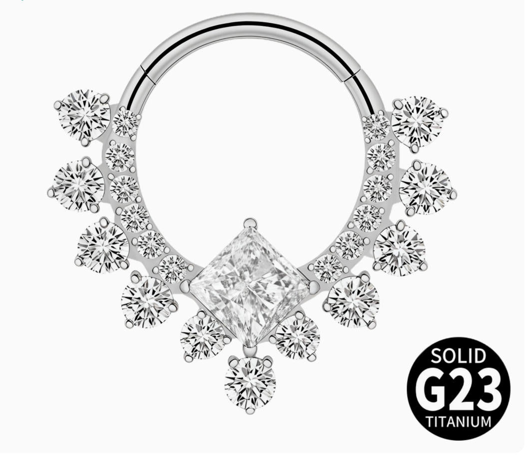 ASTM F136 Titanium Hinged Segment Clicker + Crystal CZ Daith & Septum – 1,2mm 8mm & 10mm