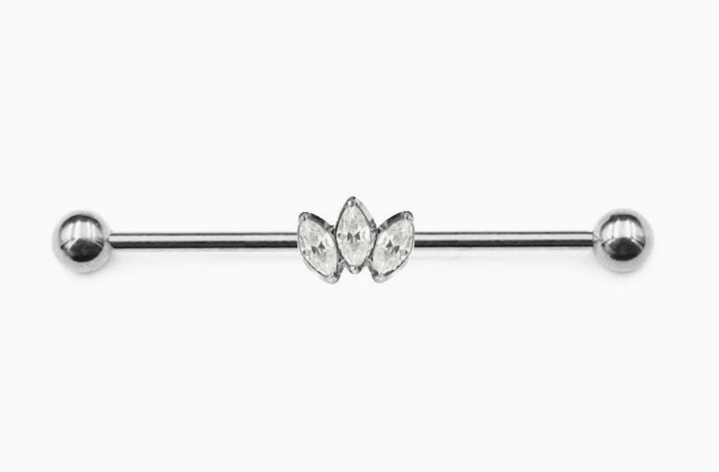 ASTM F136 Titanium Industrial Barbell – Glitzer Mitte | 38mm | 1,6mm | Gold & Silber