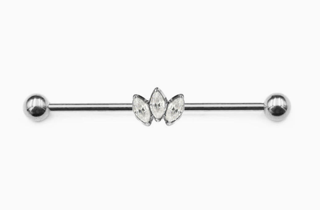 ASTM F136 Titanium Industrial Barbell – Glitzer Mitte | 38mm | 1,6mm | Gold & Silber