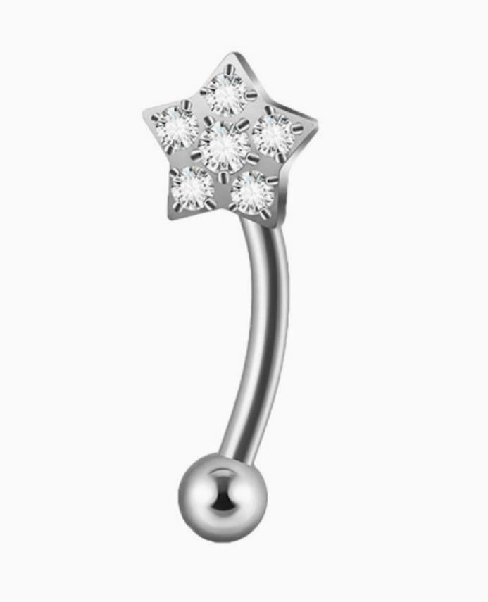 ASTM F136 Titanium Curved Barbell – Stern Design | 10mm | 1,2mm | Gold & Silber