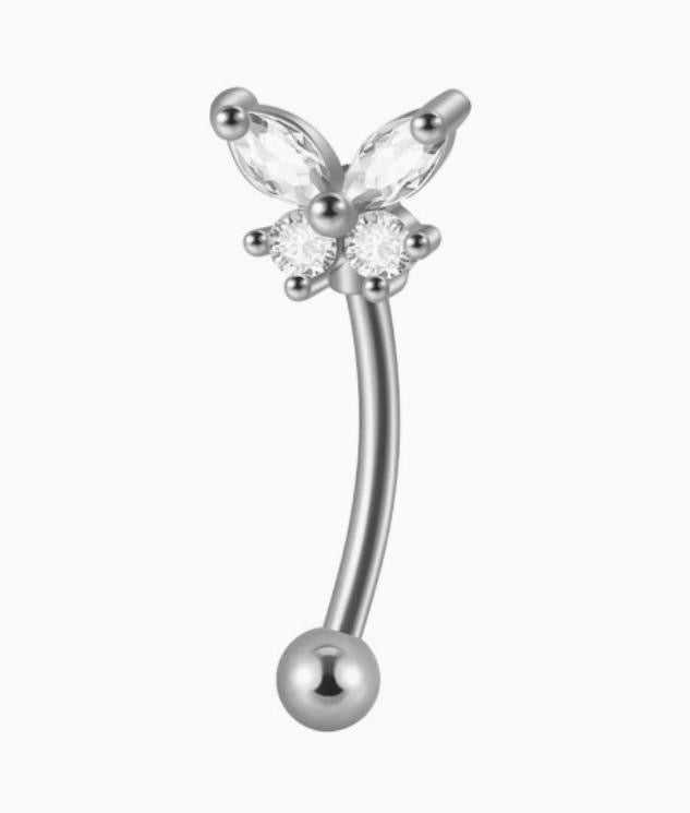 ASTM F136 Titanium Curved Barbell – Schmetterling | 10mm | 1,2mm | Gold & Silber