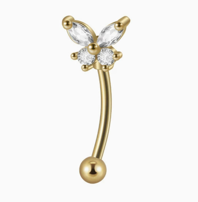 ASTM F136 Titanium Curved Barbell – Schmetterling | 10mm | 1,2mm | Gold & Silber