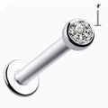 ASTM F136 Titanium Threaded Labret – 8mm Länge, Flat Stone