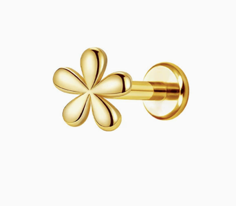 ASTM F136 Titanium Threaded Labret – Blumen Design, 1,2mm Stabstärke, 8mm Länge, 8G Blume