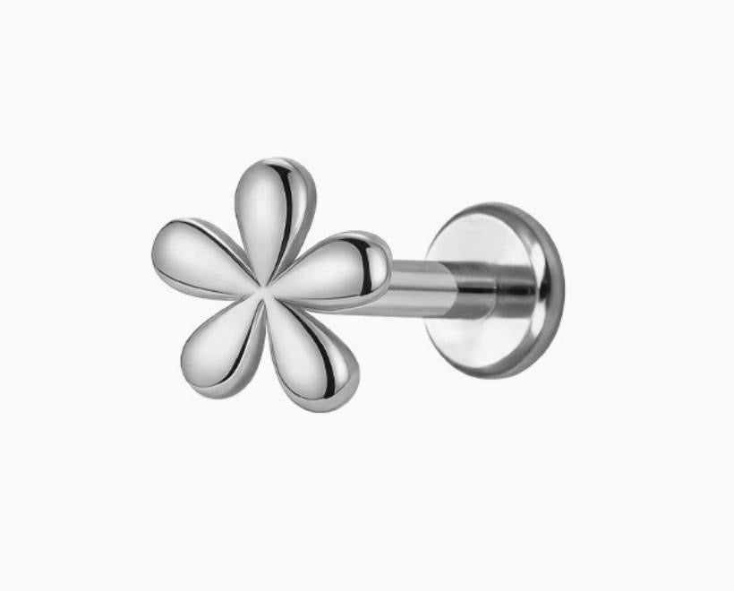 ASTM F136 Titanium Threaded Labret – Blumen Design, 1,2mm Stabstärke, 8mm Länge, 8G Blume