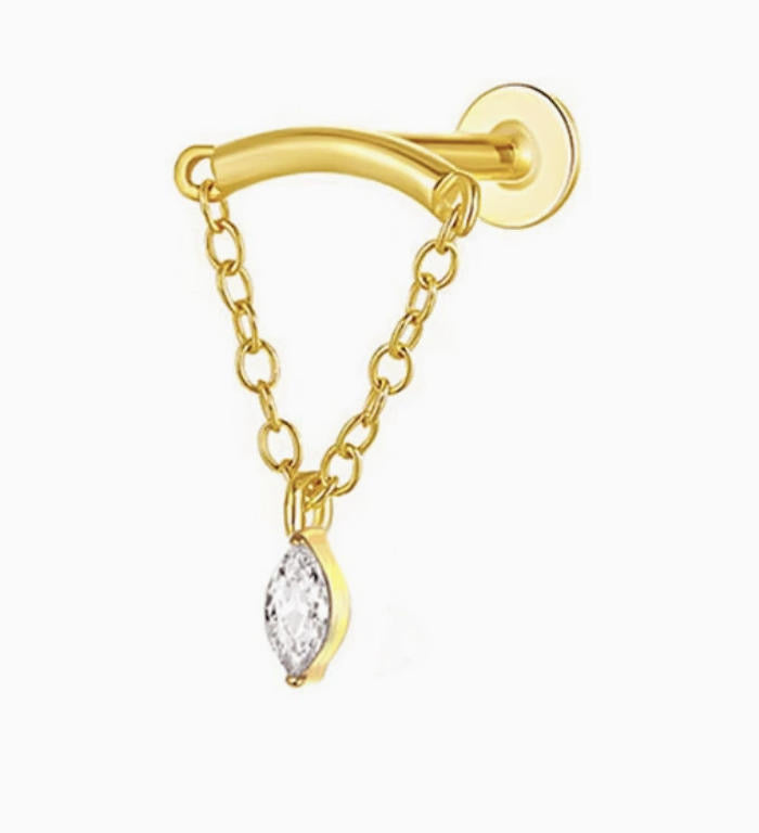 ASTM F136 Titanium Threaded Labret – Dangle Anhänger | 8mm | 1,2mm | Gold & Silber