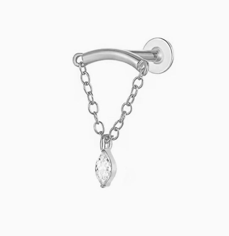 ASTM F136 Titanium Threaded Labret – Dangle Anhänger | 8mm | 1,2mm | Gold & Silber