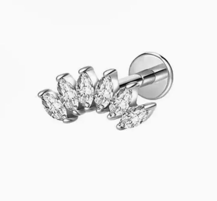 ASTM F136 Titanium Curved Labret – Mit Steinen | 8mm | 1,2mm | Gold & Silber