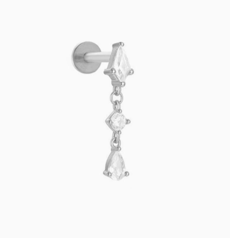 ASTM F136 Titanium Threaded Labret – Kleine Kette mit Glitzer Steinen
