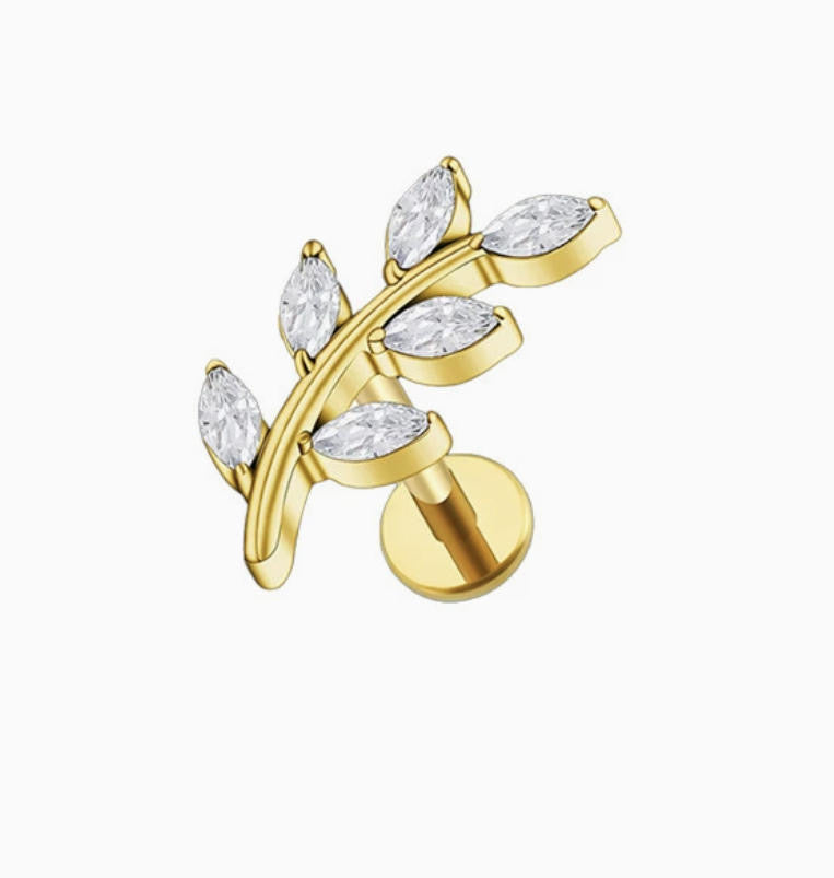 ASTM F136 Titanium Curved Labret – Blattform | 8mm | 1,2mm | Gold & Silber