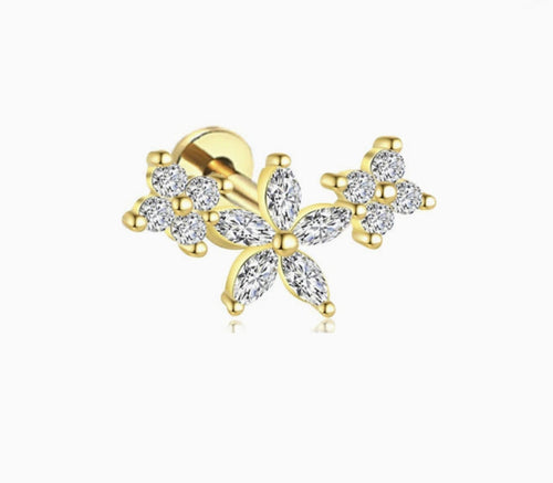 ASTM F136 Titanium Curved Labret – Glitzer Steine | 8mm | 1,2mm | Gold & Silber