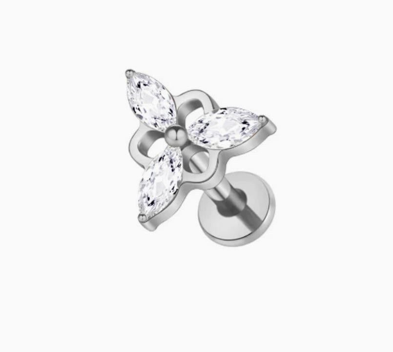 ASTM F136 Titanium Threaded Labret – Dreieck Design | 8mm | 1,2mm | Gold & Silber