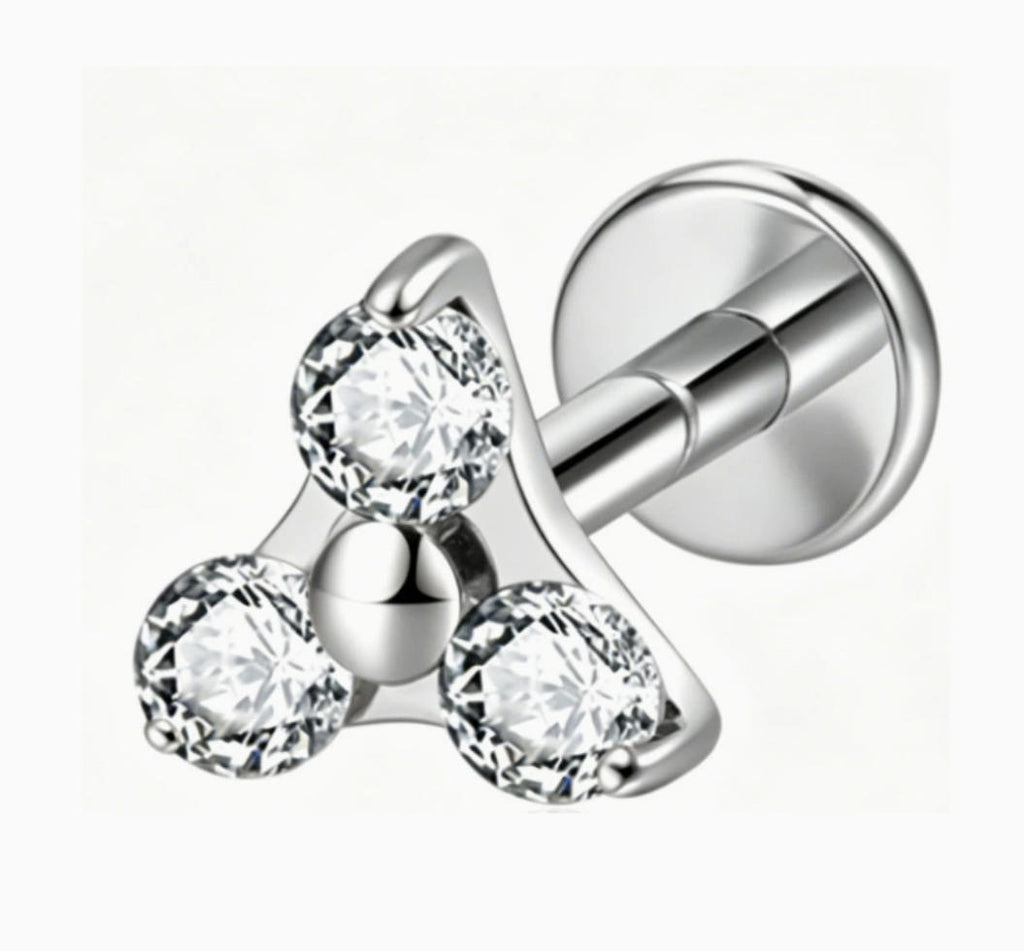 ASTM F136 Titanium Threaded Labret – Dreieck Design | 8mm | 1,2mm | Gold & Silber