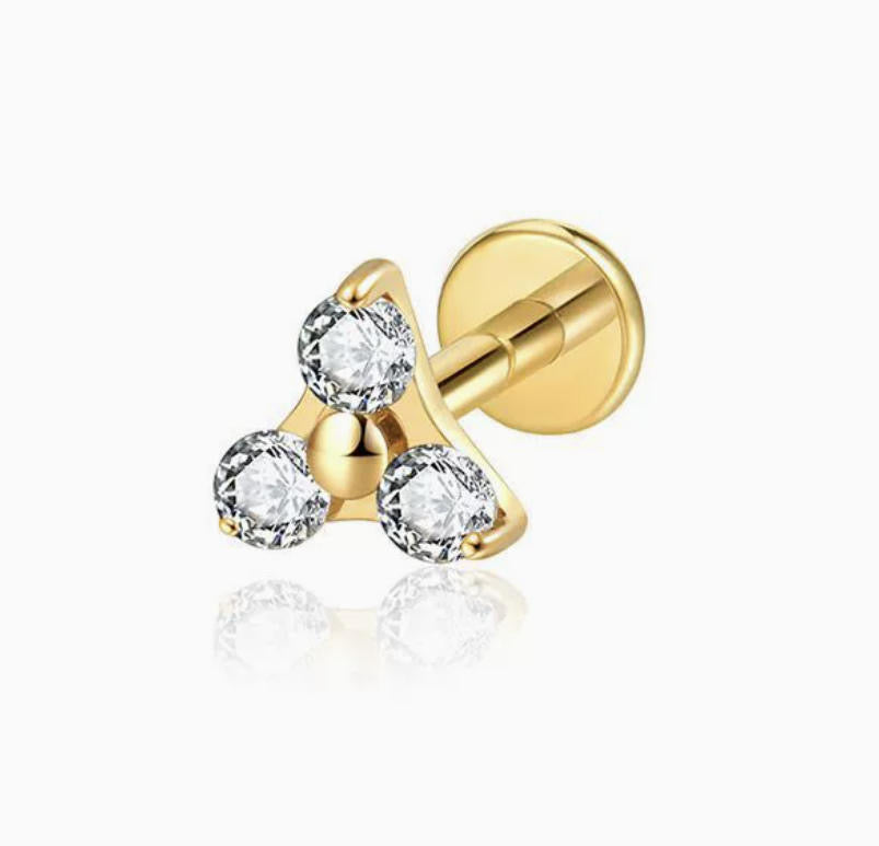 ASTM F136 Titanium Threaded Labret – Dreieck Design | 8mm | 1,2mm | Gold & Silber