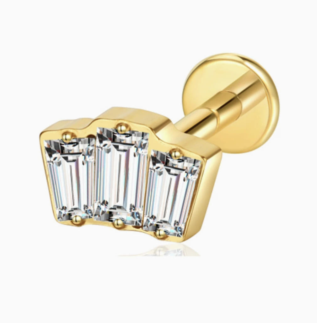 ASTM F136 Titanium Threaded Labret – Glitzer Stein | 8mm | 1,2mm | Gold & Silber