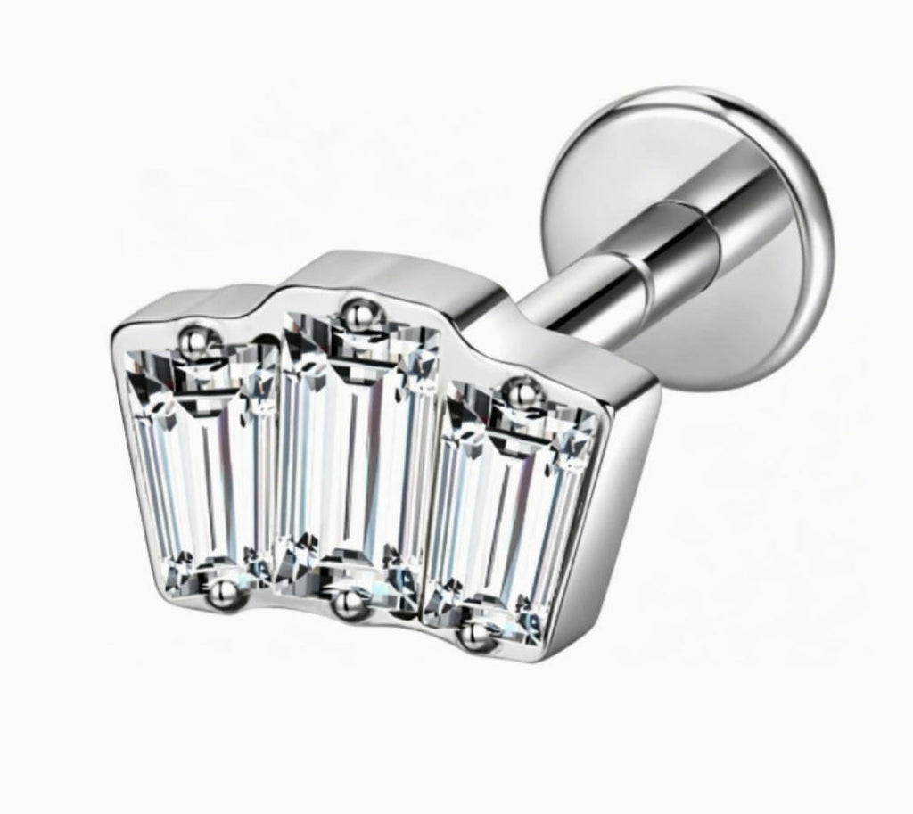 ASTM F136 Titanium Threaded Labret – Glitzer Stein | 8mm | 1,2mm | Gold & Silber