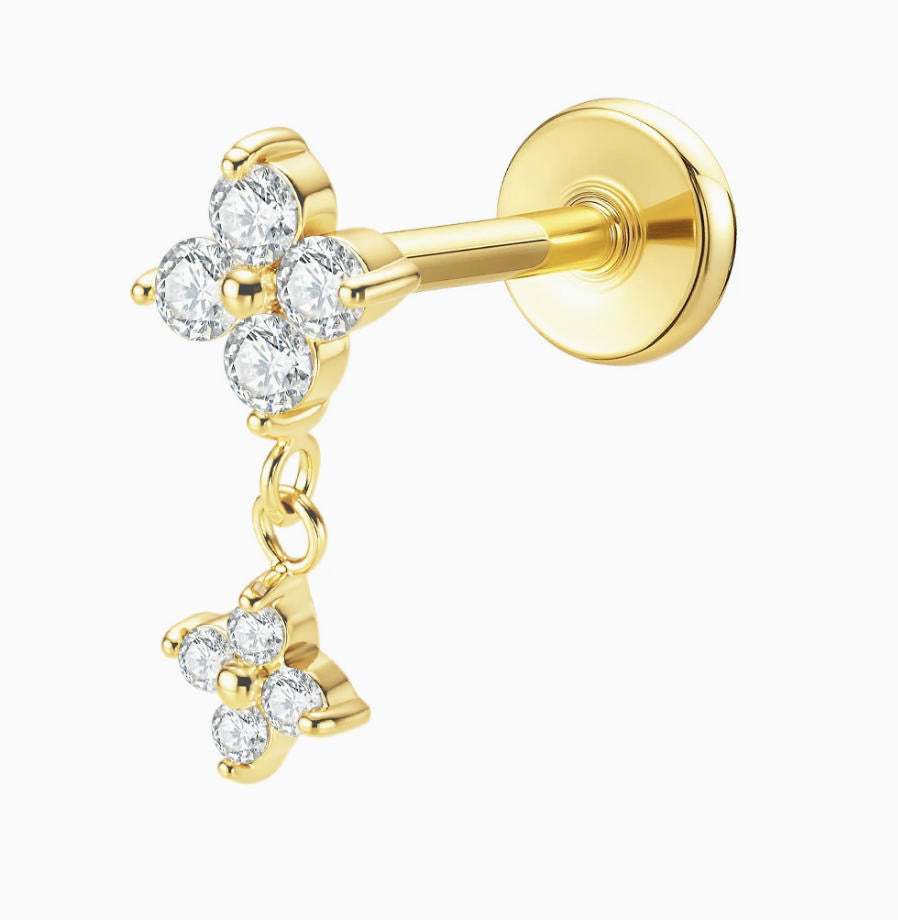 ASTM F136 Titanium Threaded Labret – Integrierter Anhänger | 8mm | 1,2mm | Gold & Silber