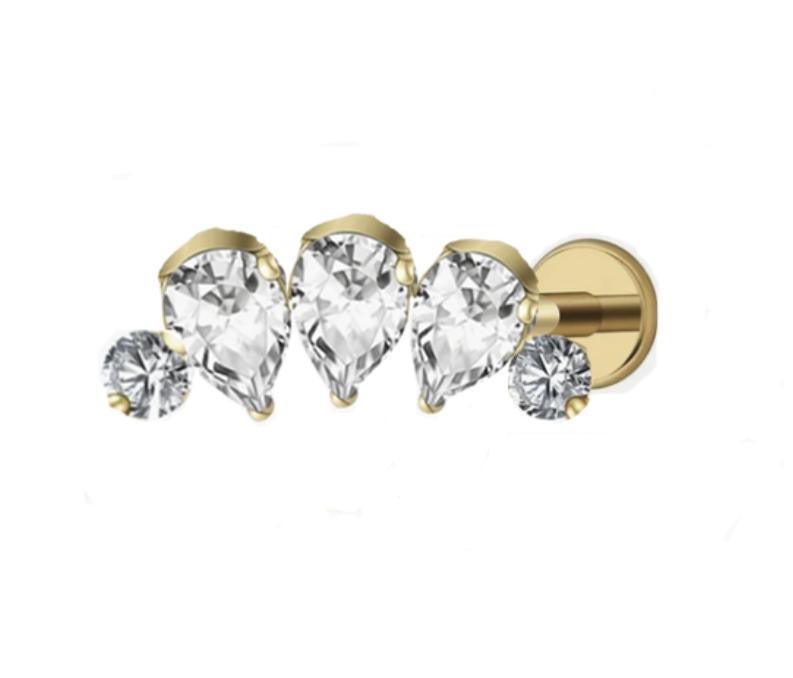 ASTM F136 Titanium Threaded Labret – Glitzer Steine | 8mm | 1,2mm | Gold & Silber
