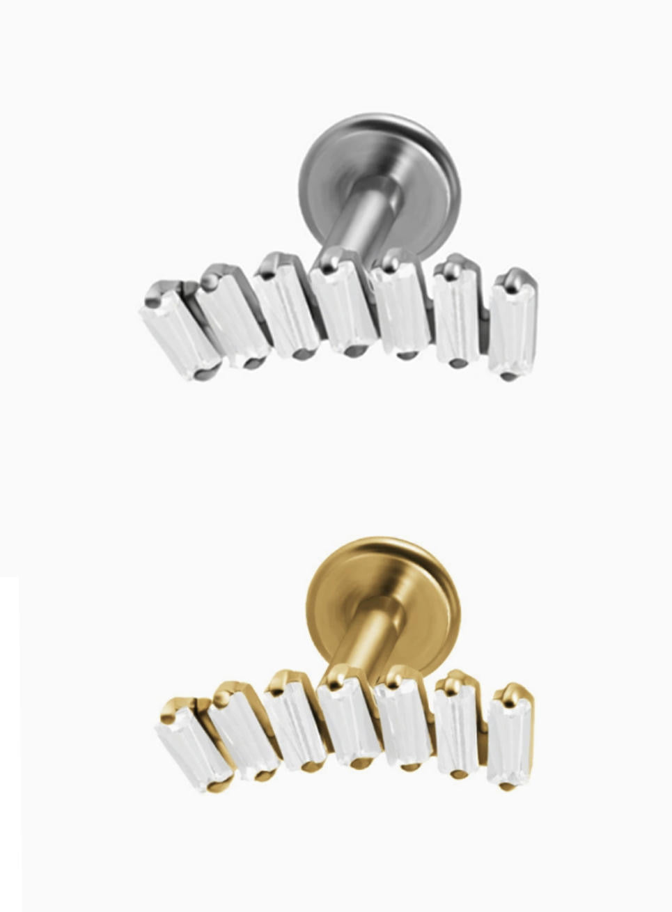ASTM F136 Titanium Threaded Labret – Glitzer Steine | 8mm | 1,2mm | Gold & Silber