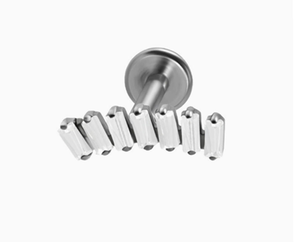 ASTM F136 Titanium Threaded Labret – Glitzer Steine | 8mm | 1,2mm | Gold & Silber