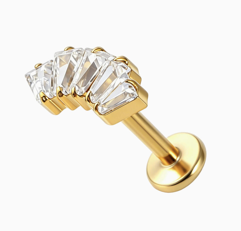 ASTM F136 Titanium Threaded Labret – Glitzer Steine | 8mm | 1,2mm | Gold & Silber