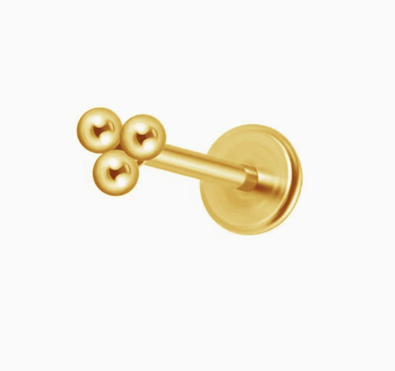 ASTM F136 Titanium Threaded Labret – 3 Kugeln | 8mm | 1,2mm | Gold & Silber