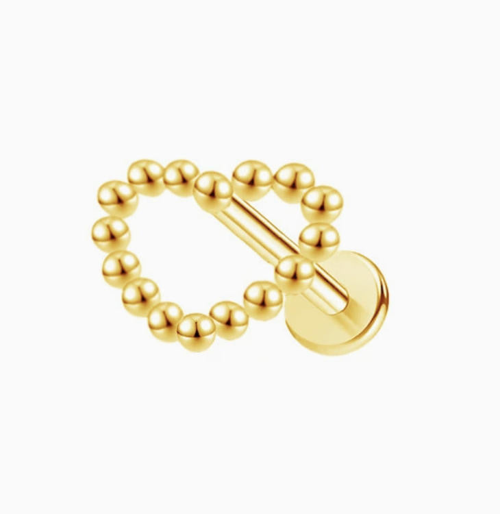 ASTM F136 Titanium Threaded Labret – Herz | 8mm | 1,2mm | Gold & Silber
